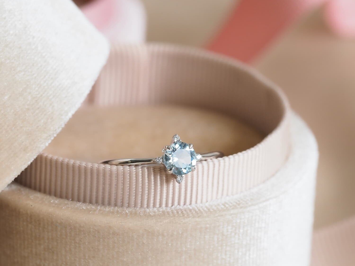 Sophia Aquamarine Engagement Ring with diamonds