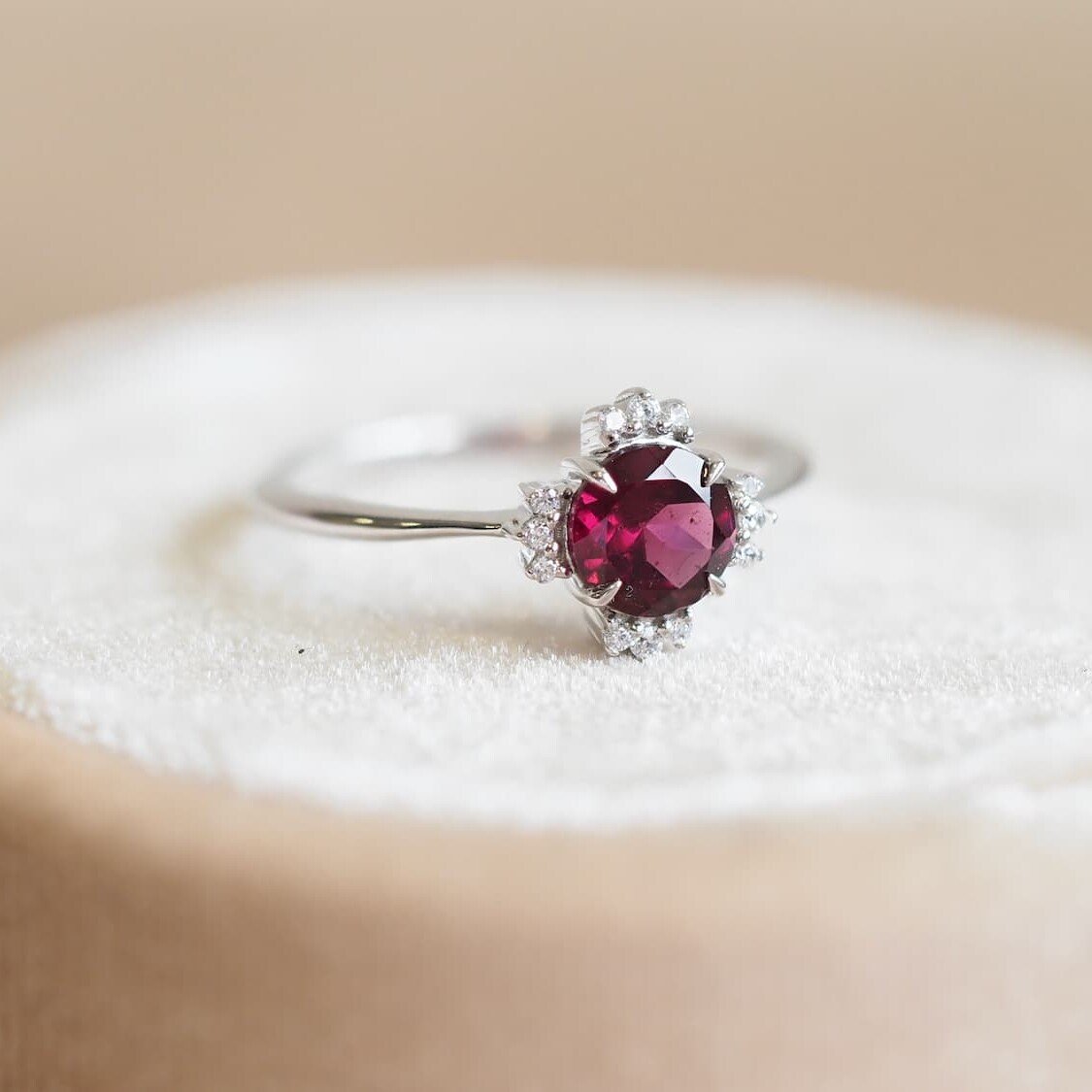 Emma Rhodolite engagement ring