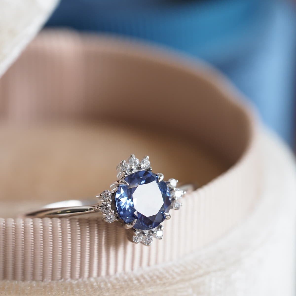 Chandelier Blue Sapphire Engagement Ring