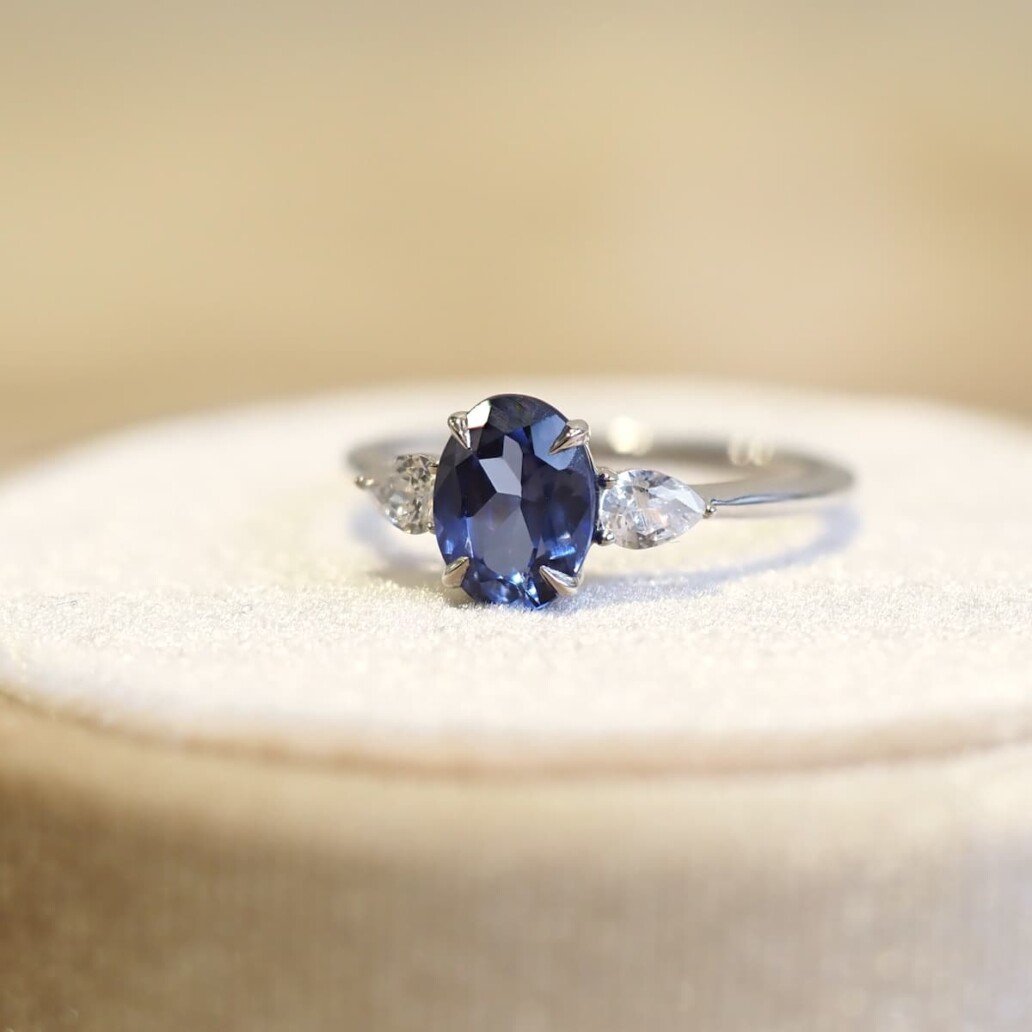 Lisa Blue Sapphire Ring - Bespoke Engagement Ring