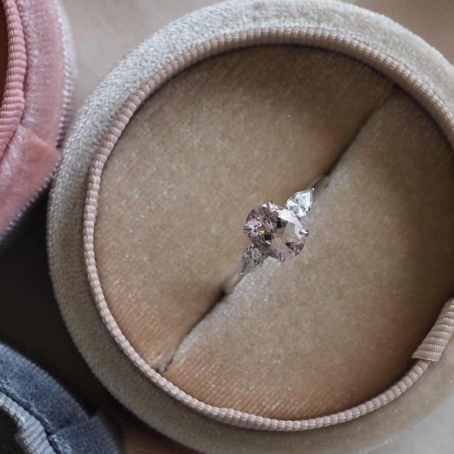 Lisa Morganite wedding ring with diamonds