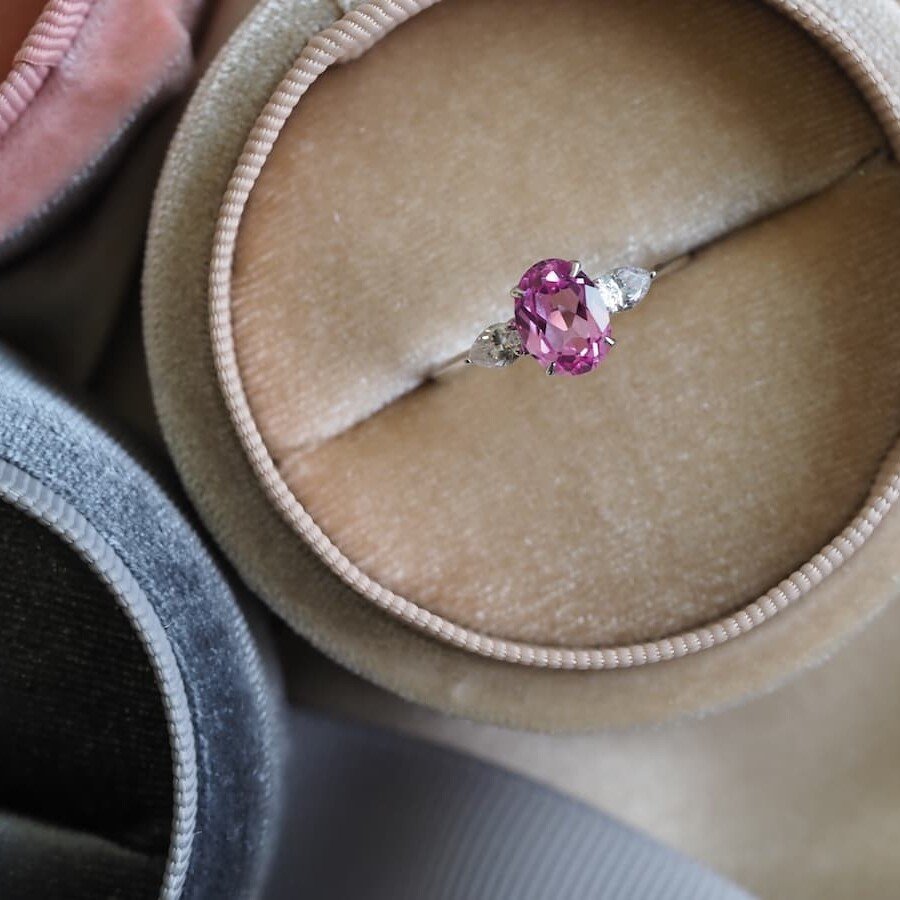 Pink sapphire engagement ring