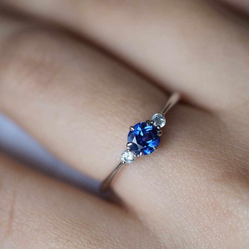 Natalie Blue Sapphire Ring - Engagement Ring