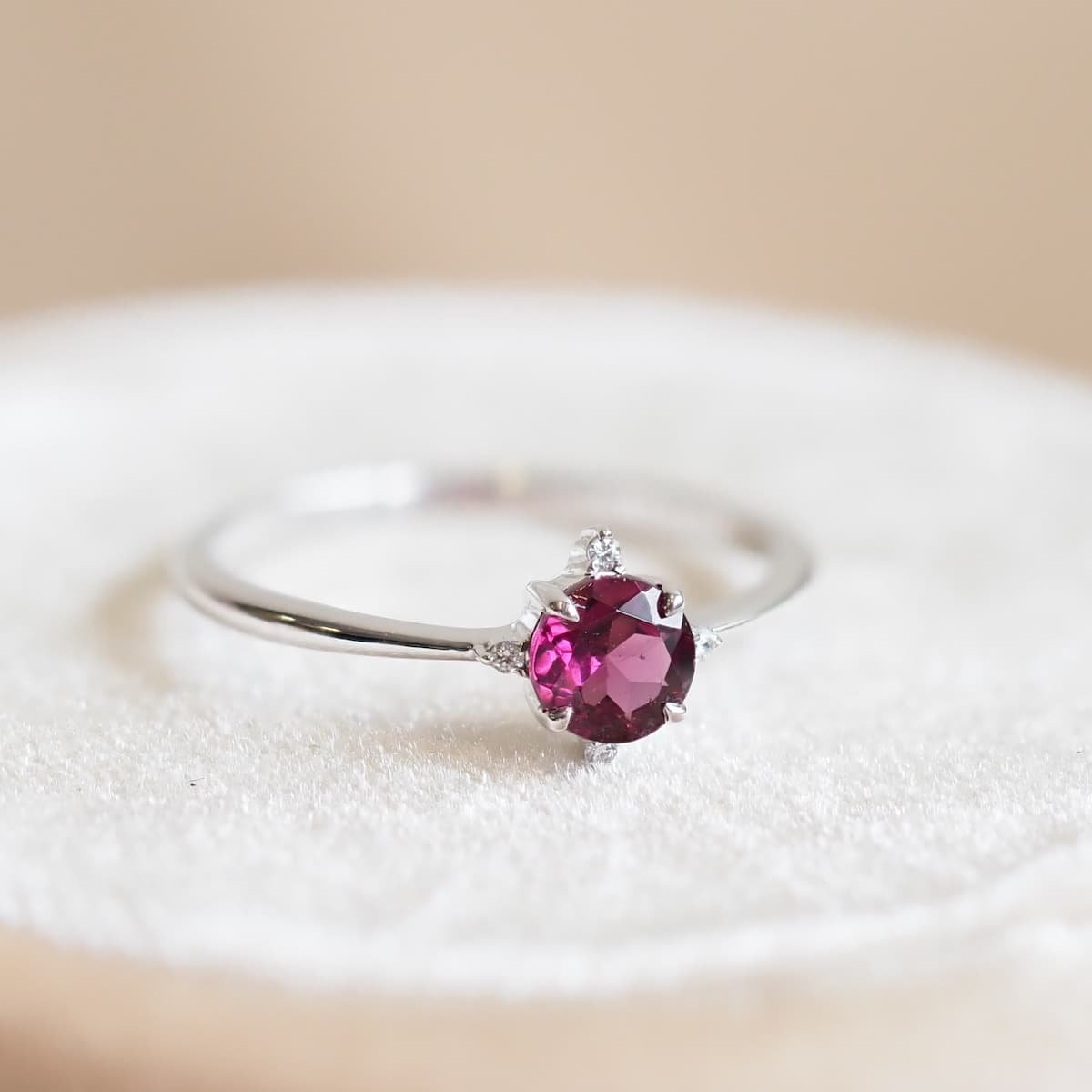Three Stone Engagement Ring with Pink Sapphire and Diamonds in 14k White  Gold from MyJewelrySource (PR-104)